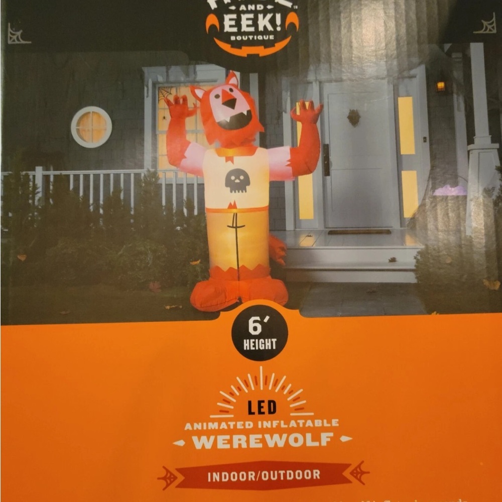 Hyde & Eek Animated 6’ Inflatable Werewolf LED Halloween Decor Light Up